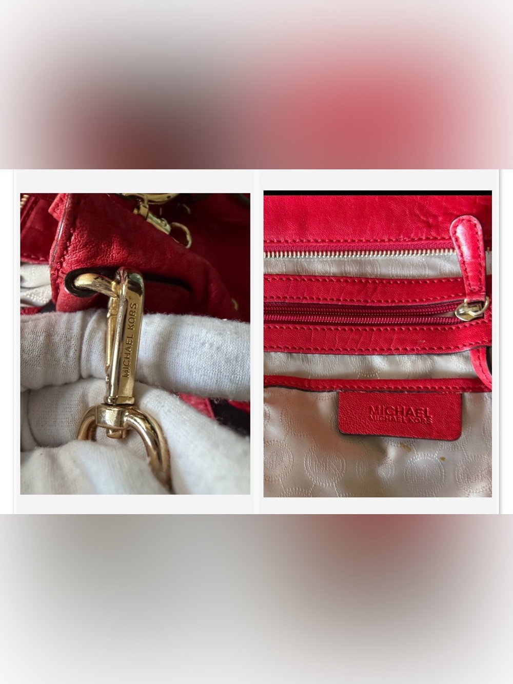 Michael Kors Red Leather Studded Tote with Gold Hardware - Picture 12 of 17